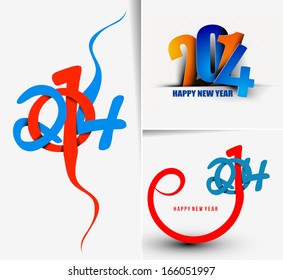 Set Of Happy New Year 2014 Text Design 