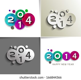  Set of Happy New Year 2014 Text Design 