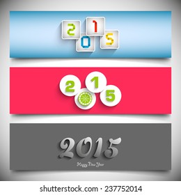 Set of Happy New Year 2015 banners.