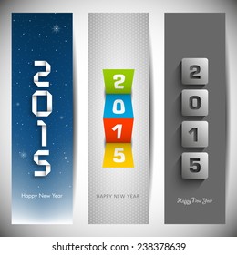 Set of Happy New Year 2015 vertical banners.