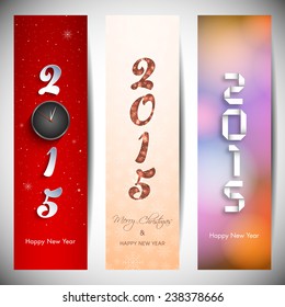 Set of Happy New Year 2015 vertical banners.