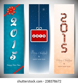 Set of Happy New Year 2015 vertical banners.