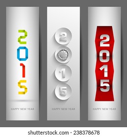 Set of Happy New Year 2015 vertical banners.