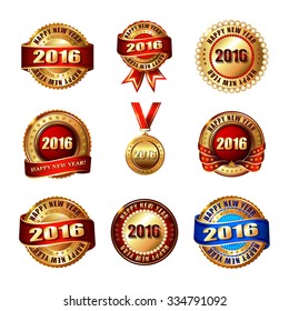 Set of Happy New Year 2015 Golden Label with Ribbon. Vintage Template.
Merry Christmas! PERFECT: for Greeting Cards, Invitation, Style design, Backgrounds.Vector illustration