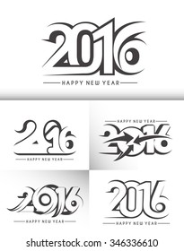 Set of Happy new year 2016 Text Design