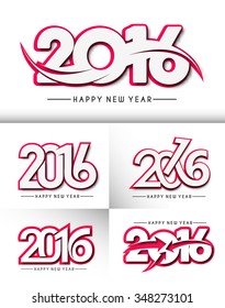Set of Happy new year 2016 Text Design