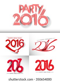 Set of Happy new year 2016 Text Design