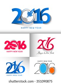 Set of Happy new year 2016 Text Design