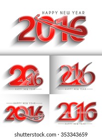 Set of Happy New Year 2016 Text Decorated Design