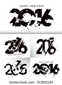 Set of Happy New Year 2016 Text Decorated Design