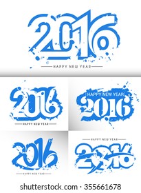 Set of Happy New Year 2016 Text Decorated Design