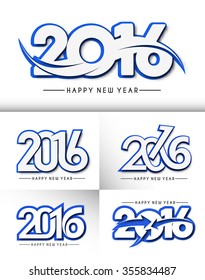 Set of Happy New Year 2016 Text Decorated Design