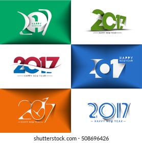 Set of Happy new year 2017 - New Year Holiday design elements for holiday cards, for decorations Vector Illustration background
