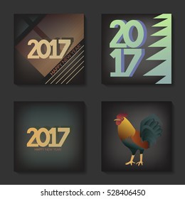 Set of happy new year 2017 design element.