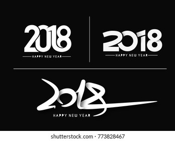 Set of Happy new year 2018 Text Design patterVector illustration