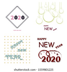 Set of Happy New Year 2019 text design. Vector greeting illustration with numbers and snowflake