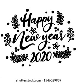 Set Of Happy New Year 2020 Text Design.Vector Illustration.