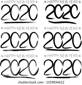 Set for Happy New Year 2020. Logo for presentations, calendars, events, covers, banners and holidays. Vector graphics