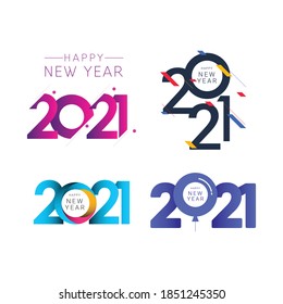 Set happy new year 2021 design vector template. Design for calendar design, banner or print.
