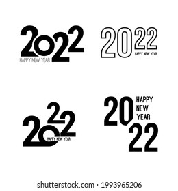 Set of happy new year 2022 template text design. Collection of vector banner for flyer, brochure, booklet, greeting card.
