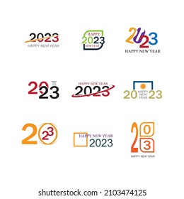 set of happy new year 2023 vector illustration design template