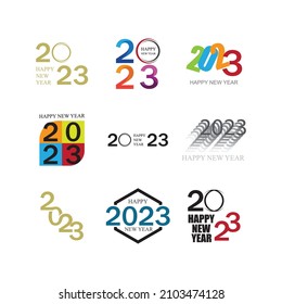 set of happy new year 2023 vector illustration design template