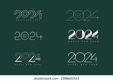 Set happy new year 2024 number, with several unique, simple silver colored numbers. Premium vector design for banner, poster, template new year 2024.