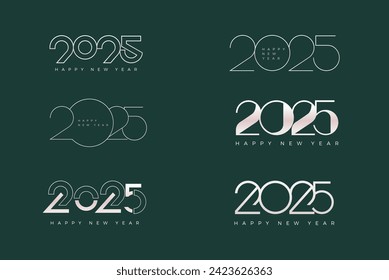 Set happy new year 2025 number, with several unique, simple silver colored numbers. Premium vector design for banner, poster, template new year 2025.