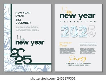 Set of Happy New Year 2025 posters. Design in modern style. Background concept with beautiful texture. Vector premium design for calendars, posters and social media posts. New year 2025.