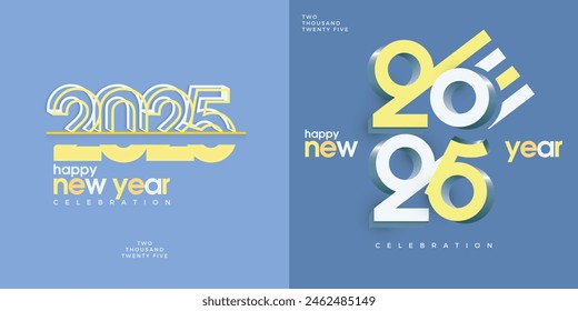 Set of Happy New Year 2025 Designs. Unique and rare number designs. Vector premium design for 2025 new year calendar, poster and cover design.