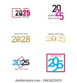 set of Happy New Year 2025 text design 