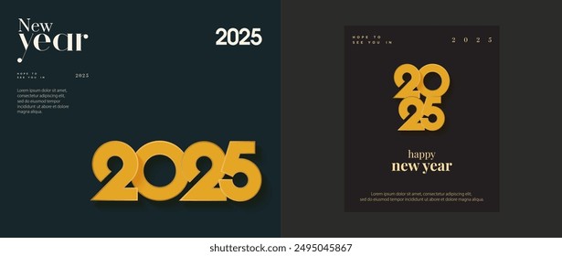 set of happy new year new year 2025 with minimalist numbers. Happy new year 2025 logo design. greeting concept for 2025 new year celebration.