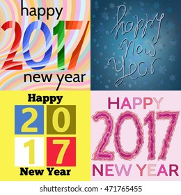 Set of Happy New Year background. Happy holidays card. Creative design for your greetings card, flyers, posters, brochure, banners, calendar