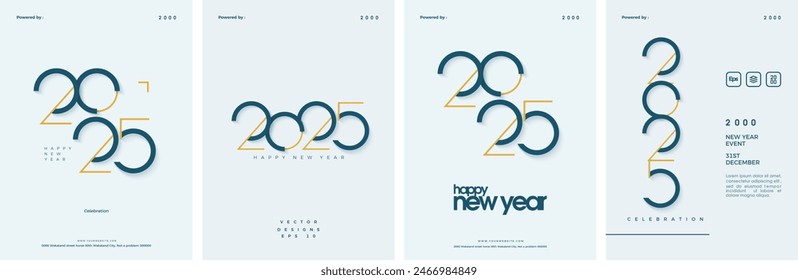 Conjunto de Feliz Año Nuevo cubre 2025. Diseño elegante y sencillo. Con una combinación de colores pop limpios y modernos. Premium fondo de Vector nuevo año 2025.