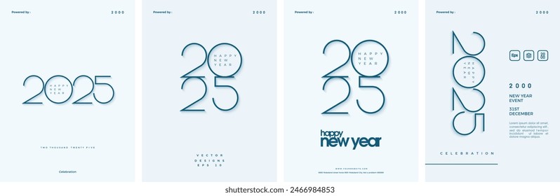 Conjunto de Feliz Año Nuevo cubre 2025. Diseño numérico moderno y sencillo, con líneas finas y elegantes. Premium fondo de Vector nuevo año 2025.