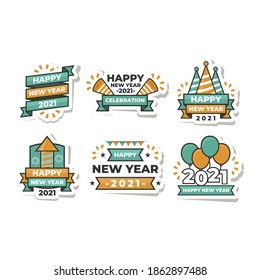 set Happy New Year diseño elegante de los colores de los números del logo 2021