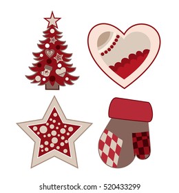 
Set of Happy New Year and Merry Christmas Colorful Items.