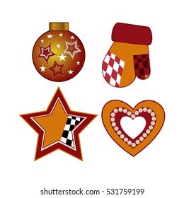 
Set of Happy New Year and Merry Christmas Colorful Items.