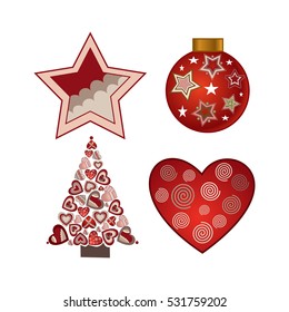 
Set of Happy New Year and Merry Christmas Colorful Items.