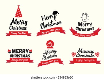 Set of Happy New Year and Merry Christmas brochures in vintage style .Vector eps10