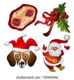 Set of Happy New Year and Merry Christmas Colorful Items