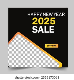 set of happy new year posting template. 2025 social media post template