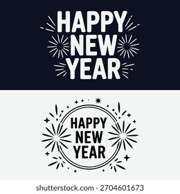 A Set of Happy new Year Typography Design.