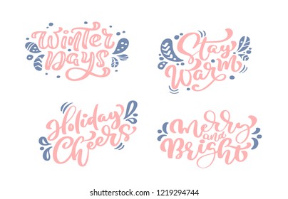 Set Happy New Year vector text Calligraphic Lettering Merry Christmas design card template. Creative typography for Holiday Greeting Gift Poster. Calligraphy Font style Banner.