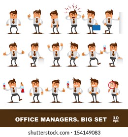 Set of Happy office man. Vector illustration