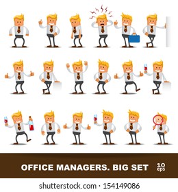Set of Happy office man. Vector illustration