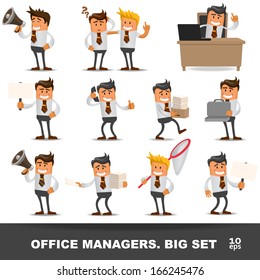 Set of Happy office man. Vector illustration