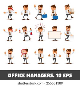 Set of Happy office man. Vector illustration