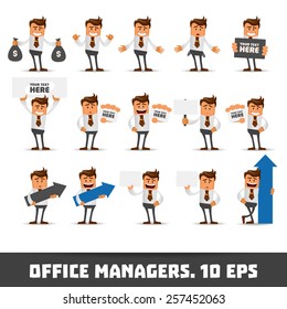 Set of Happy office man. Vector illustration