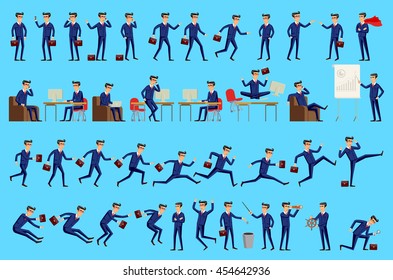 Set of Happy office man. Vector illustration. Set of businessman characters poses, eps10 vector format art